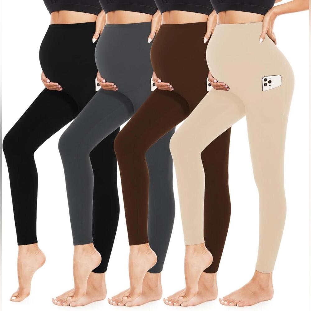 NWT Morefeel 4 Pack Maternity Yoga Leggings with Pockets, Medium